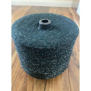 Fancy Spool Cone Yarn Dark Green Sequins Silver Glitter 1360g #451